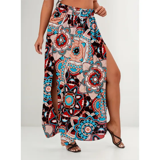 Pantalón Palazo De Dama Con Abertura Super Fresco - Otec