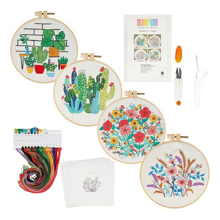 Bright Creations Kit De Bordado A Mano, Hilo, 4 Patrones Flo Bright Creations Kit De Bordado A Mano, Hilo, 4 Patrones Flo