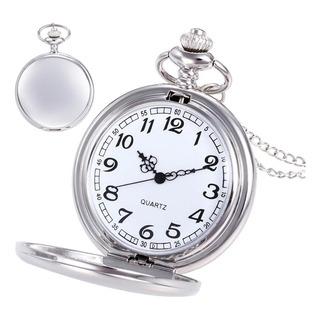 Relógio De Bolso Com Corrente Antigo Vintage Prata Liso Relógio De Bolso Com Corrente Antigo Vintage Prata Liso
