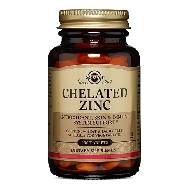 Suplemento en comprimidos Solgar  Chelated Zinc en pote 100 un