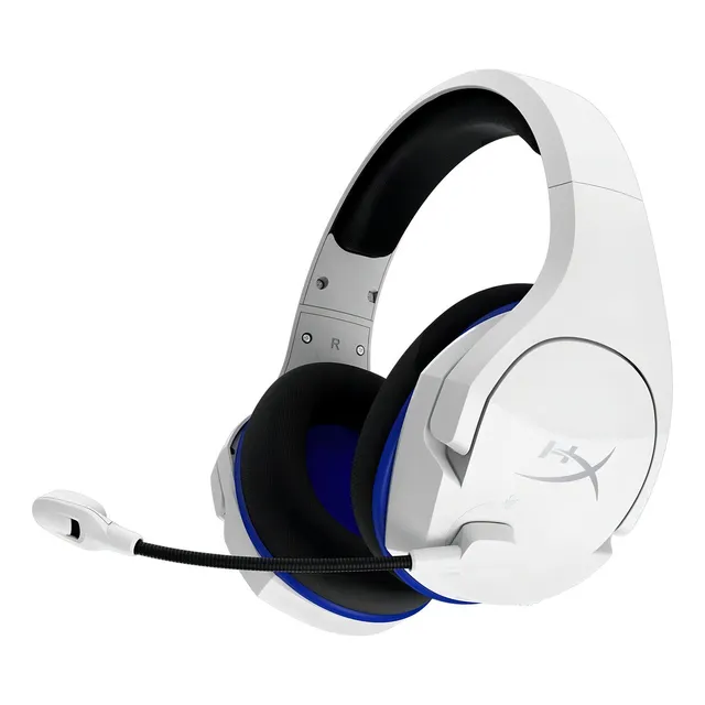 Headset over-ear gamer sem fio HyperX Cloud Stinger Core HHSS1C-KB branco com luz sem luz