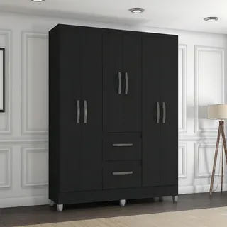 Guarda Roupa Solteiro 6 Portas 2 Gavetas Capri Poquema Cor Preto Guarda Roupa Solteiro 6 Portas 2 Gavetas Capri Poquema Cor Preto