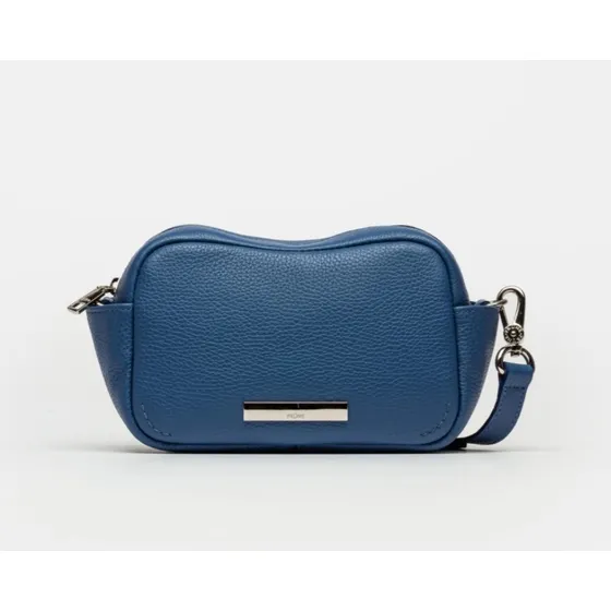 Cartera Prune Bandolera Cuero Graneado Bordo/azul