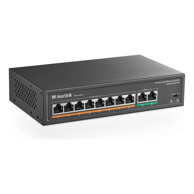 Mokerlink Interruptor Poe De 8 Puertos Con 2 Gigabit Uplink