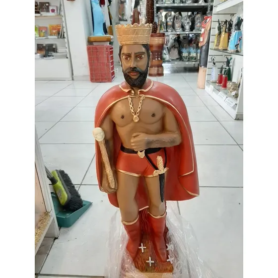 Imagem Exu Rei Das Sete Encruzilhadas 60cm Gesso Resinado 