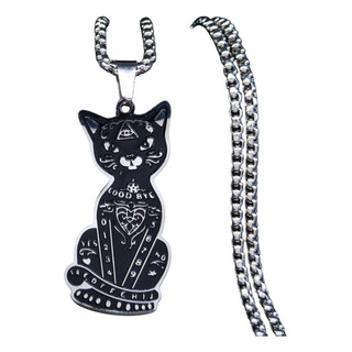 Collar Dark Gótico Gato Acero Inoxidable Plateado Collar Dark Gótico Gato Acero Inoxidable Plateado