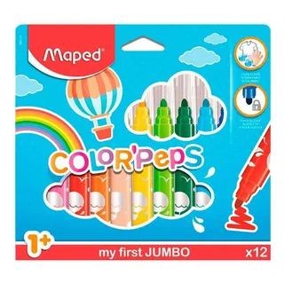 Caneta Hidr Color'peps Jumbo C/ 12 Cores 846020 Maped Caneta Hidr Color'peps Jumbo C/ 12 Cores 846020 Maped