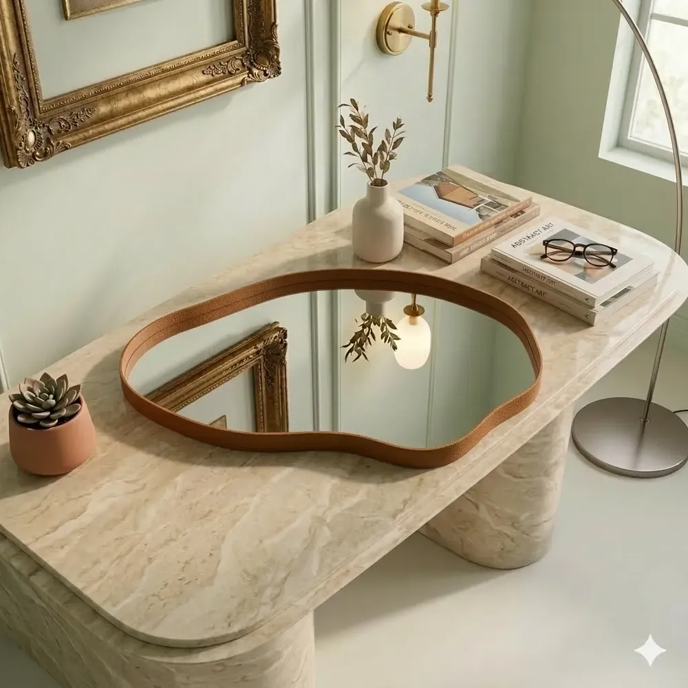 Bandeja Espelhada Decorativa Orgânica Grande Roma E Paris Paris Caramelo