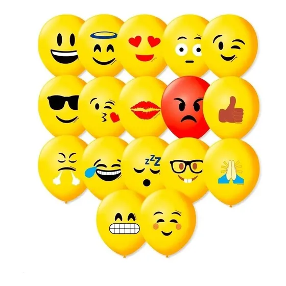 Bexiga Balões São Roque Emoticons Decorados C/ 25un Emoções