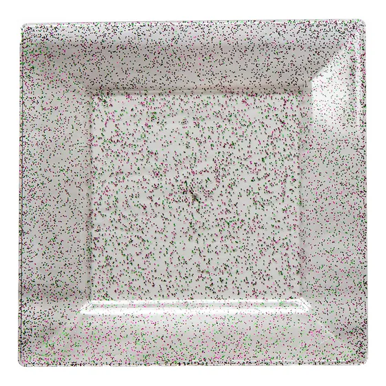 Plato Plastico Luxe Cuadrado Grande Con Glitter X 10 U Color Transparente Con Glitter Colores