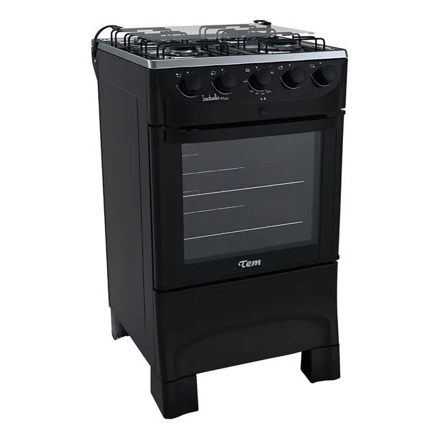Cocina Tem Isabella Plus con Grill color negro con puerta con visor