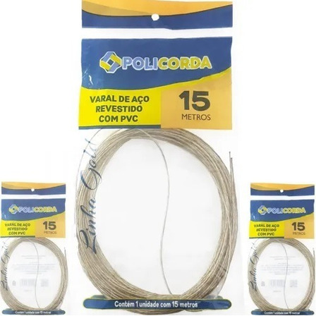 Varal De Aço Revestido Gold Pvc Cristal - 15 Metros Varal De Aço Revestido Gold Pvc Cristal - 15 Metros