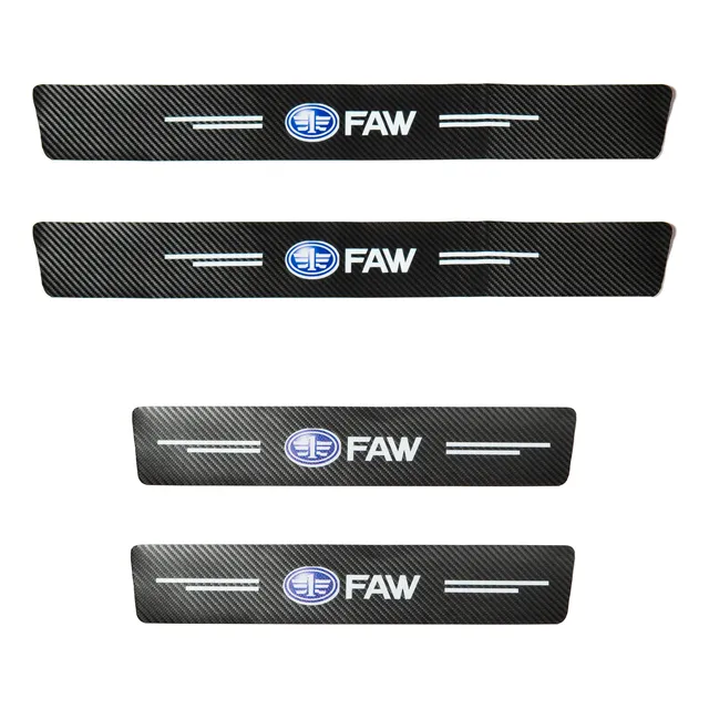 Zócalos Protector Puerta Auto Fibra Carbono Logo Faw