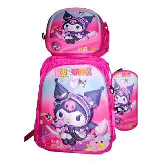 Kit De Mochila Escolar 3d Con Lonchera Y Funda Rosa Luz Led Kit De Mochila Escolar 3d Con Lonchera Y Funda Rosa Luz Led