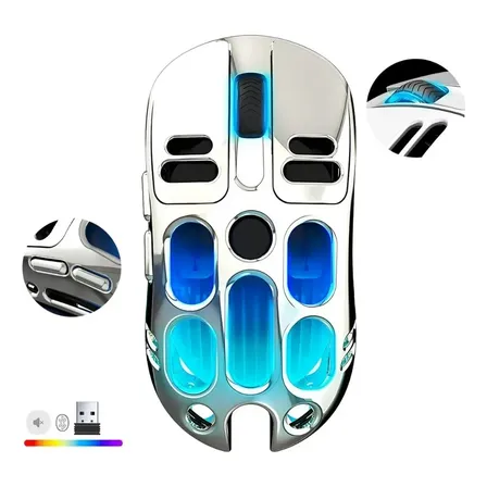 Mouse Sem Fio Bluetooth 2.4g Ergonômico Gamer Recarregável Prateado