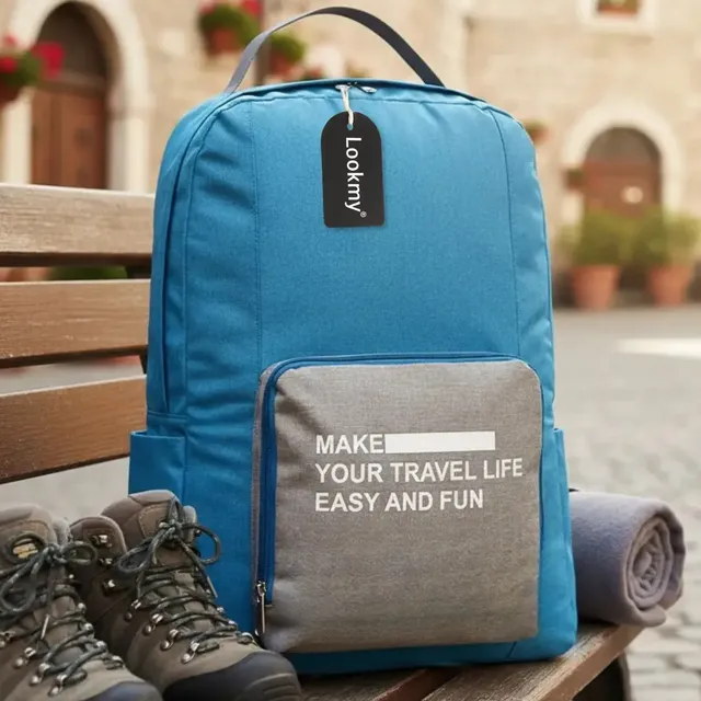 Mochila Hombre Mujer Plegable Para Viaje Celeste Lookmy | Organizador De Viaje Cabina Avión Carry On | Mochila Plegable Impermeable | Equipaje De Mano Bolso Plegable Liviano Para Avión O Paseo