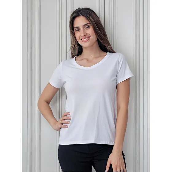 Remera Cuello Redondo Mujer Básica Algodón X4