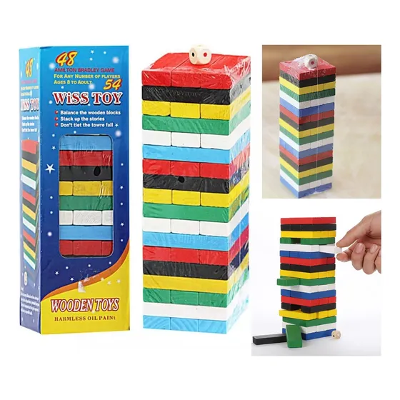 Jenga De Madera 54 Piezas Incluye Dados Juego De Mesa