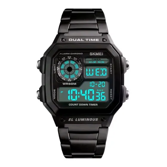 Reloj Digital De Acero Inoxidable Skmei Luz-alarma-fecha-etc