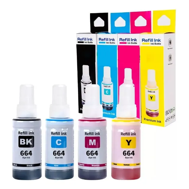 Pack 4 Tintas Para Impresora Epson 664 , 70ml X 4 Color Cmyk