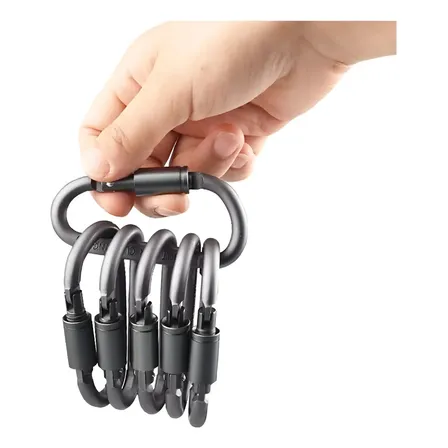 Kit 10 Mosquetão De Anel D Para Acampamento Ao Ar Livre Cinza