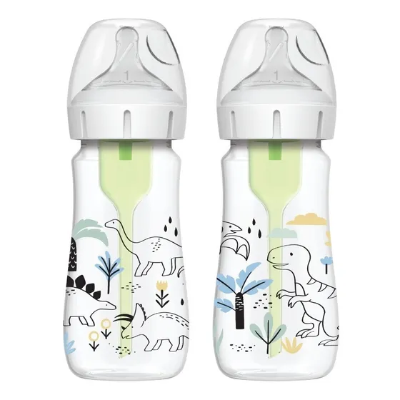 Set 2 Teteros Option+ Ba 9oz Decorado Dinosaurio - Dr. Brown Color Verde lima