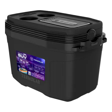 Caixa Termica Suv Cooler Com Alça 20 Litros Praia Pesca Camping Cor Preto Termolar