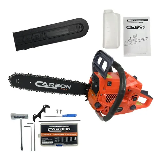 Motosserra A Gasolina Mini Motoserra Moto Serra 58cc Carbon Cor Laranja