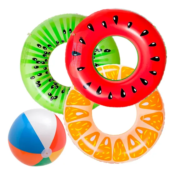 Setx4 Salvavidas Flotadores Piscina Donas Frutas 90cm El Rey