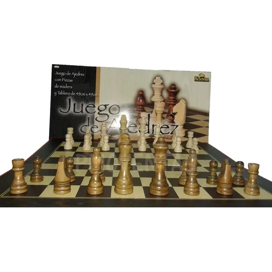 Ajedrez Tablero 49 X 49 Cm Piezas Madera de 87 mm Bisonte