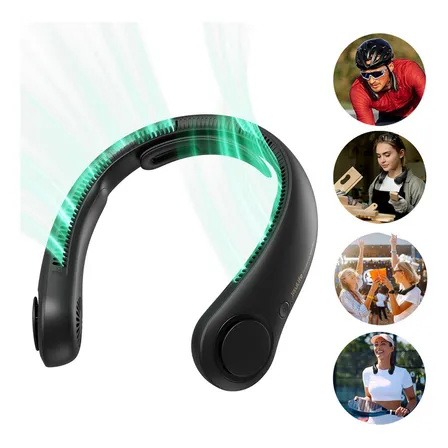 Ventilador De Pescoço Portátil Jisulife Esportivo Carregável 5000mah Duração Até 16,5 Horas 5 Velocidades Life4 Cor Preto