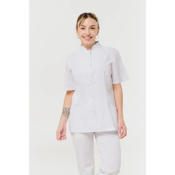 Chaqueta Dama Cuello Mao Arciel Medicina Blanca Talles Suedy