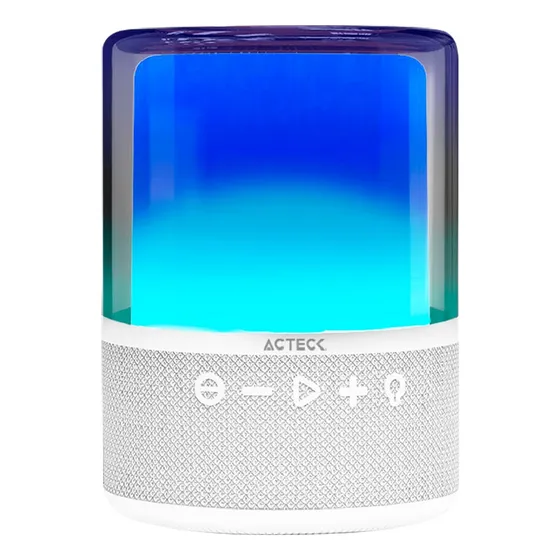 Bocina Bluetooth Acteck 5.2 20w Iluminación Rgb Glee Pure Color Blanco