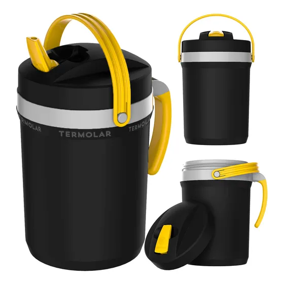 Jarra Térmica 2,5 Litros Chá Café Tereré Fliptop Termolar Cor Preto E Amarelo