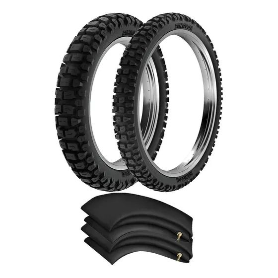 Kit Pneu Xtz X200 110/80-18 + 80/90-21 Rt36 Rinaldi + Camara