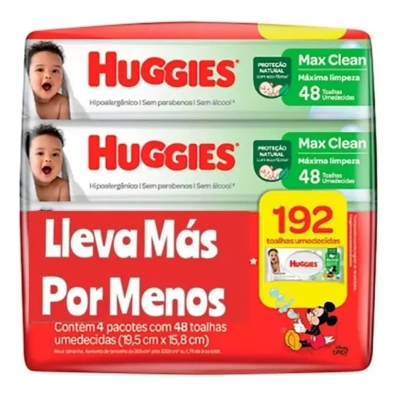 Huggies Toalla Húmeda Max Clean X 192 Unidades