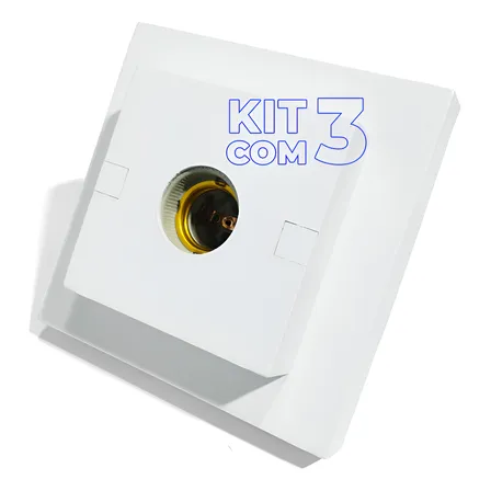 Kit 3 Plafon Quadrado Bocal Porcelana E-27 Plafonier Lustre 110v/220v (bivolt) Branco