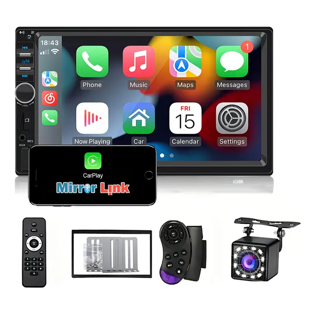 Estéreo Auto Fnbrli 7018b-c Pantalla Carplay Fm Bluetooth