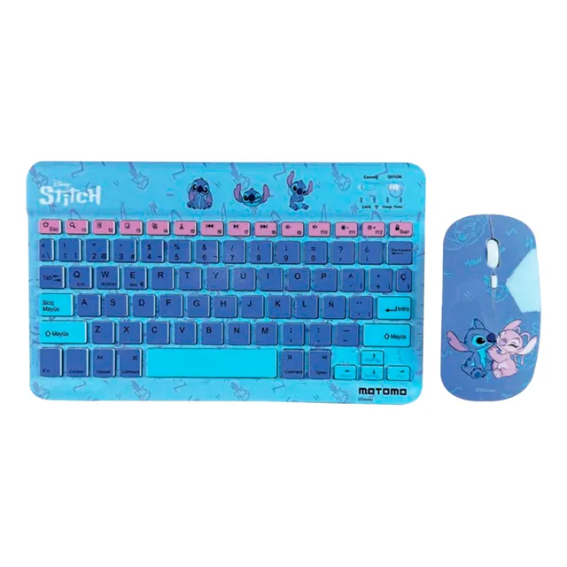 Kit Teclado Y Mouse Stitch Recargable Dual Bluetooth Azul 2