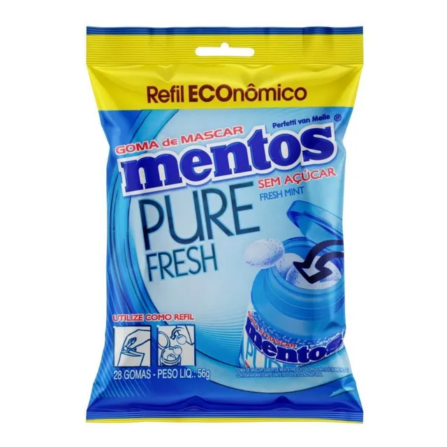 Goma De Mascar Freshmint Sem Açúcar Mentos Refil 56g