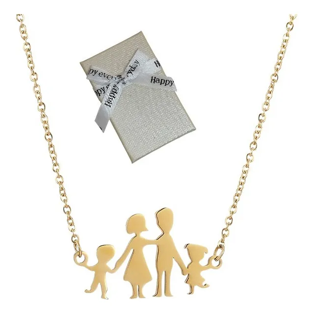Collar Familia Mamá Hijos Acero  Niña Regalo Madre Niño-jf
