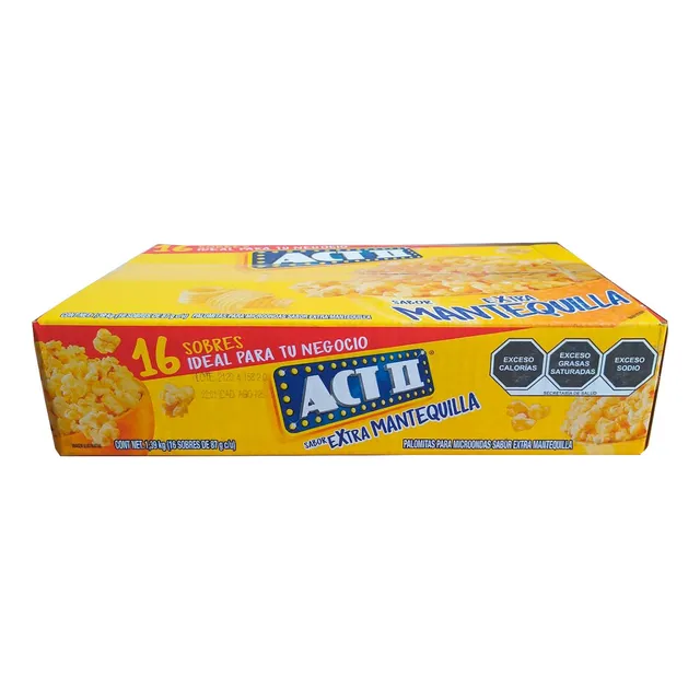 Palomitas De Maíz Extra Mantequilla Act Ii 16 Pzs De 87g C/u