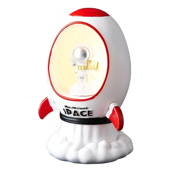 Astronauta Decorativo Cohete Con Luz Led 15,5x9,5 Cm