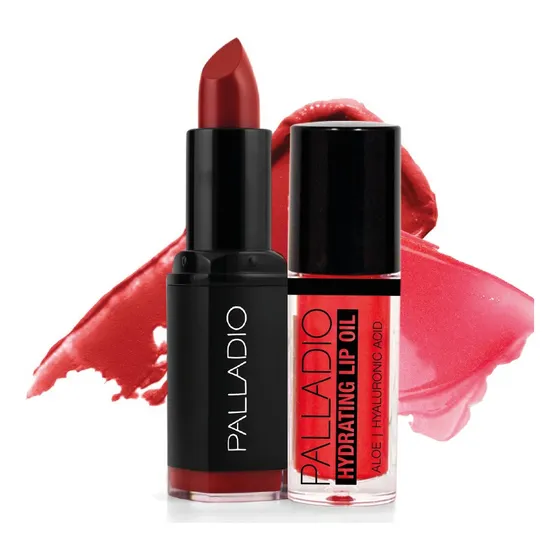 Kit Palladio Lip Oil Terracota Y Labial Rojo Pasion
