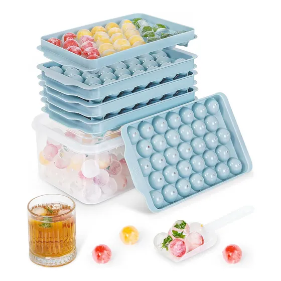 Set 5 Piezas Moldes Silicona Hielos Esféricos - Mezcla Rosa/azul, 33 Cavidades Hielos Esféricos 2.5cm Antiadherentes, Fácil Desmontar, Ideal Para Cócteles/bebidas Frías, Material Seguro