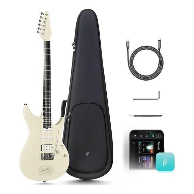Guitarra Eléctrica Enya Inspire 39'' De Fibra Carbono Color Blanco Orientación De La Mano Diestro