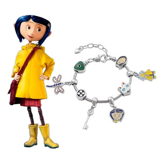 Pulsera Plateada Muñeca Coraline Libelula Gato Llave Boton Pulsera Plateada Muñeca Coraline Libelula Gato Llave Boton