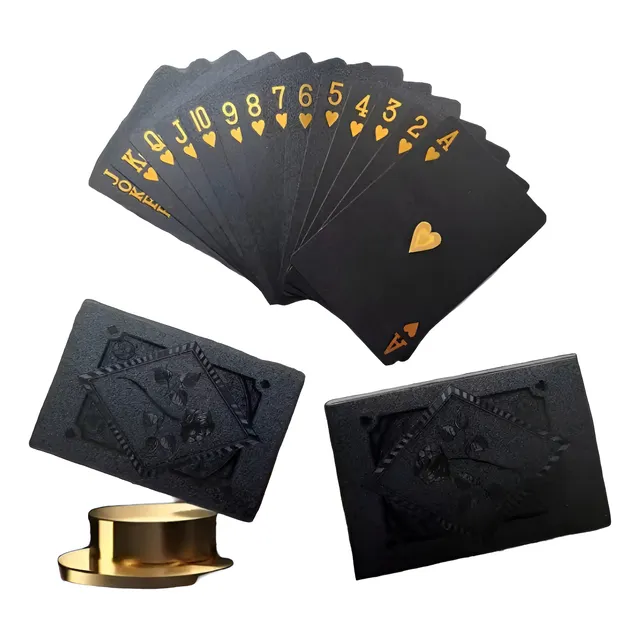 Juego De Cartas Poker Black And Gold Impermeables Naipes Negro Inglés