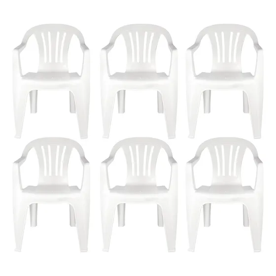 Silla Plástico Mor Reforzada Con Posabrazo Bela Vista Pack 6