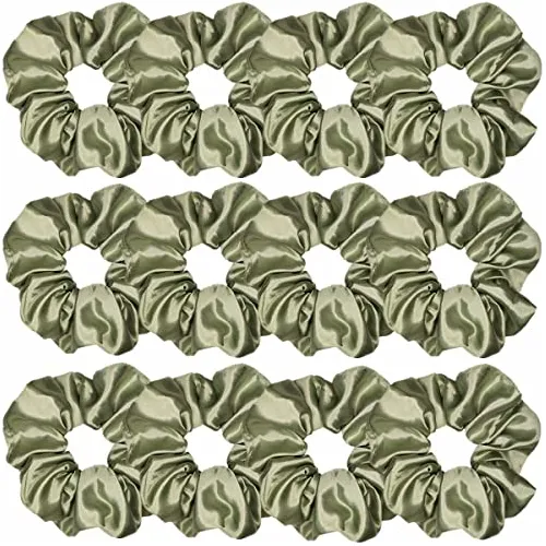 12 Pcs Satin Silk Hair Scrunchies Soft Hair Ties Ysqco
